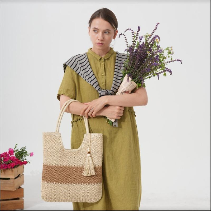 Shoulder Casual Straw Bag Woven Bag Versatile Seaside Travel Beach Large Capacity Tote Bag Women Portable