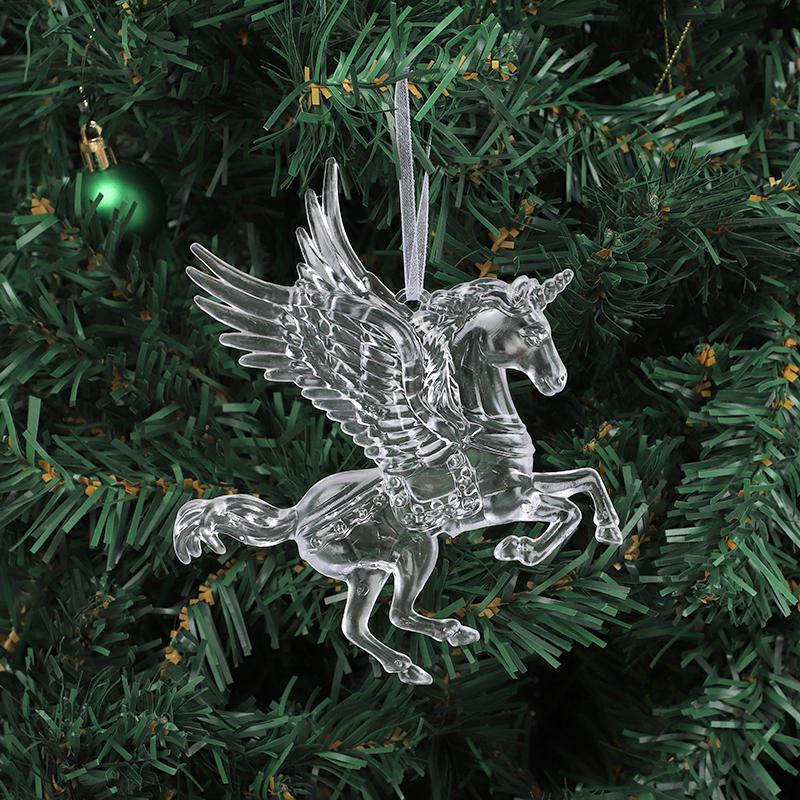 1/3pcs Acrylic Christmas Ornaments Flying Unicorn Elk Snowflake Xmas Tree Hanging Pendants 2026 New Year Home Decoration Gifts