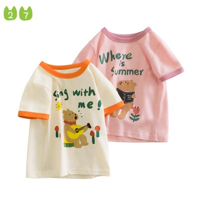 Girls' Short-Sleeved T-shirt Summer New Casual Children Top