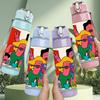 1PC Retro Family Group Portrait 750ml Color Plastic Sports Water Bottle Leakproof Flip Straw Lid Suitable for Sports Office Home Use