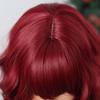 Short Wavy Wine Red Synthetic Wigs for Women Curly Lolita Wigs With Bangs Shoulder Length Wigs Natural Looking Daily Cosplay