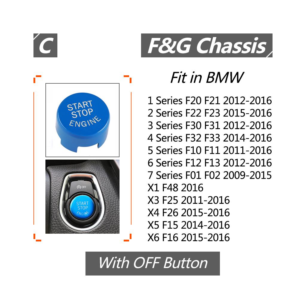 Motor START STOP-knappskydd Nyckeldekor för BMW 1 3 5 7-serien F20 F22 F30 F10 F11 F01 F02 F15 F16 F25 F26 F48 Med AV-knapp