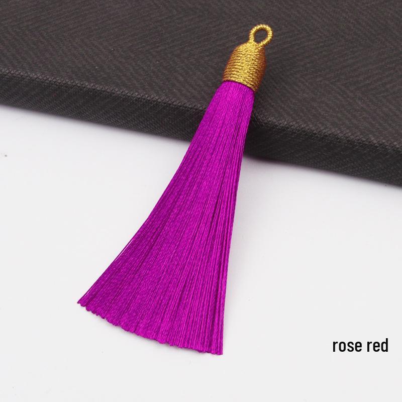 8CM Gold Threaded Cap Pull Ring Tassel Fringe Ornament Pendant Bookmark Accessory