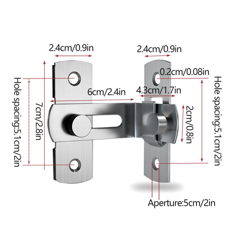 2x Sliding Door Lock Indoor Privacy Lock Wood Gate Barn Door for Latch Stainless Steel Flip Locks Heavy Duty Door Hasp f