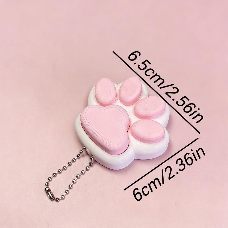 3D Printed Cat Paw Clicker Key Chain Pendant Love Heart Button Key Ring Cartoon Bag Hanging Decor