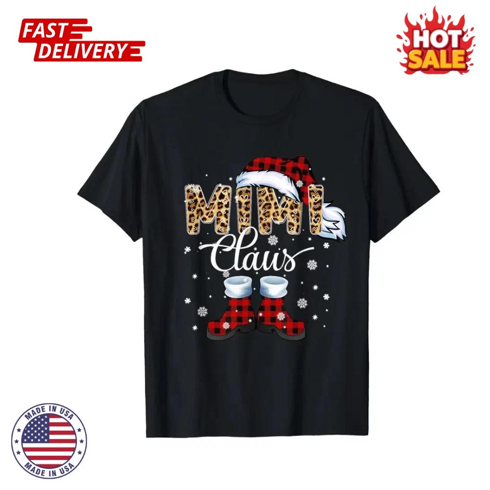 Christmas Mimi Claus Leopard Buffalo Plaid Pajama Xmas Men s T shirt personality S