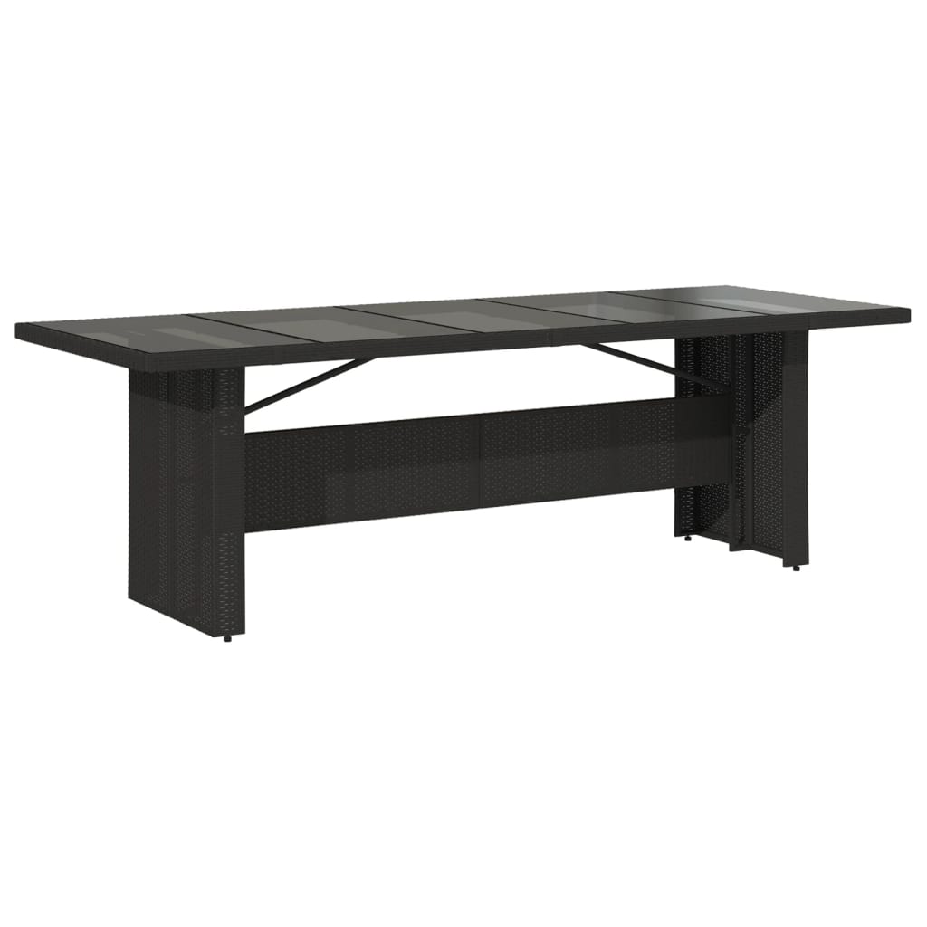 Vidaxl Stół Ogrodowy Ze Szklanym Blatem, Czarny, 240X90X75Cm Rattan Pe