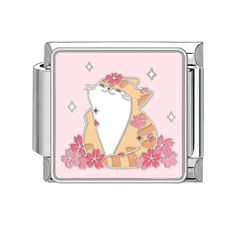 Cartoon Cute Cats Dogs Paw Heart Night Moon Flowers Italian Charm Links Fit 9mm Stainless Steel Bracelet Women DIY Making Gifts