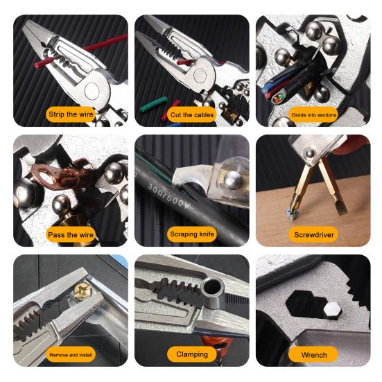 Screwdriver Wire Stripper Ergonomic Non-Slip Handle Easy To Use Foldable Design Compact Multi-tool Electrician Pliers
