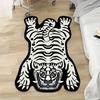Tiger Pattern Faux Cashmere Rug With Animal Print For Living Room Decor