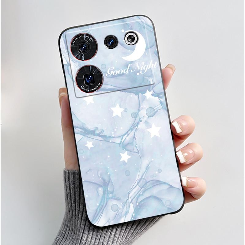 For ZTE nubia Z50 Ultra Z50Ultra Casing Aesthetic Cute Cat Cartoons Black Matte Soft Silicone Case Shockproof Back Shell Cover