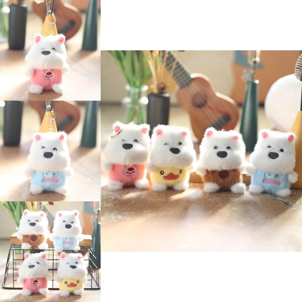 Soft And Lovable Plush Dog Pendant Charming Samoyed Keychain Doll For Kids