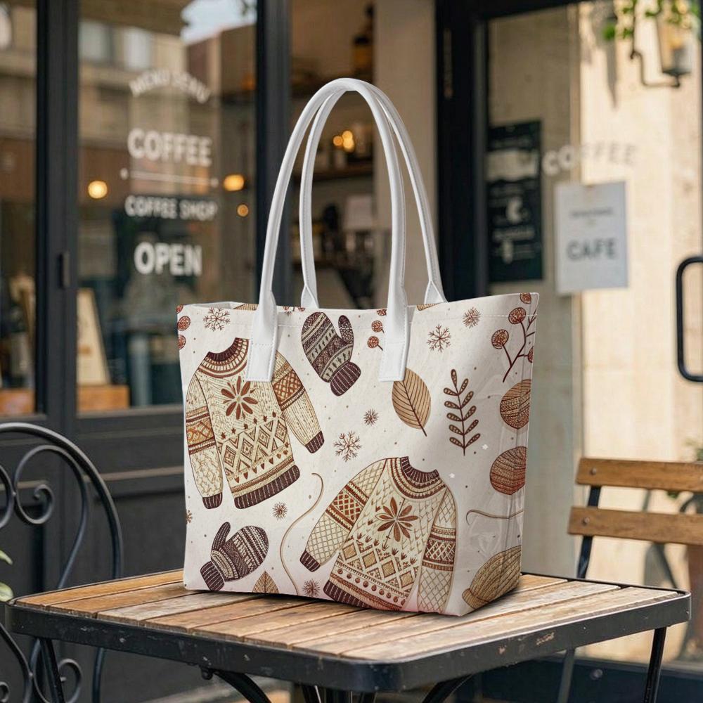 Winter Cozy Themed All Over Print Shoulder Tote Bag for Daily Use