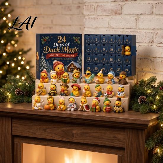 Farmářský styl Sváteční dekorace Kouzelný zvířecí adventní kalendář 24 dní Vysokohorská kráva/Kočka/Ovce/Červená ptáček Akrylová sada ozdob Sběratelské figurky 2D Ploché
