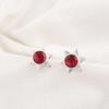 Red Garnet Earrings , Handmade Charming Jewelry , 925 Solid Sterling Silver Stud Earrings,, Gift For Him Gemstone Jewelry