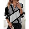 Women's Elegant Printed Zipper Long-sleeved Top, Stylish and Versatile for Autumn and Winter Casual and Office Wear, Machine Washable