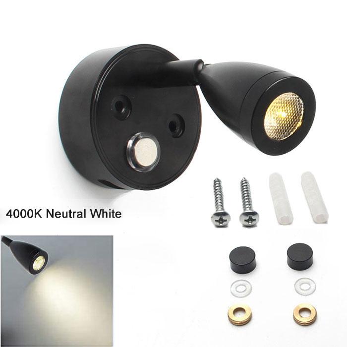 4000K DC10-30V LED Touch Dimmable Reading Light RV Bedside Wall Lamp with USB Charging Port for Camper Van Truck Boat Lighting