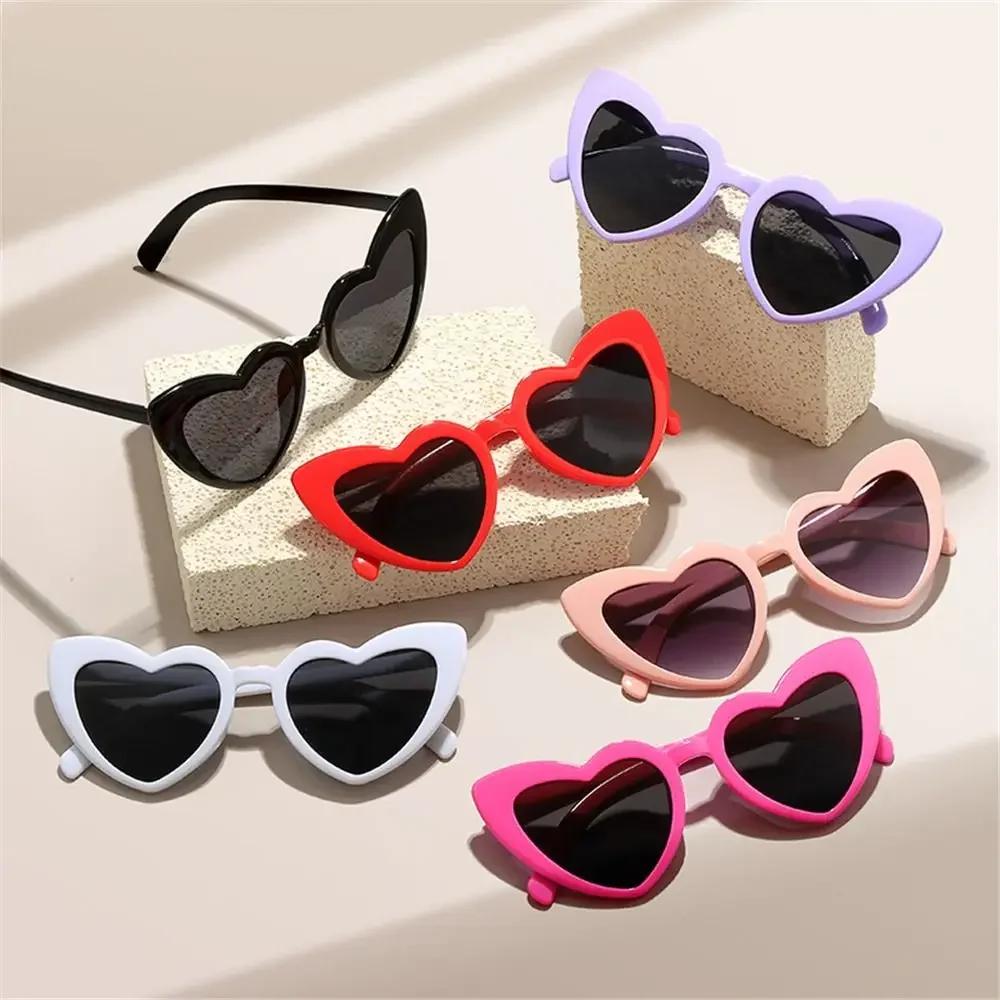 Heart Shaped Sunglasses Trendy Street Shooting Shades UV Protection Irregular Fashion Pink Heart Sun Glasses for Women Ang Girls