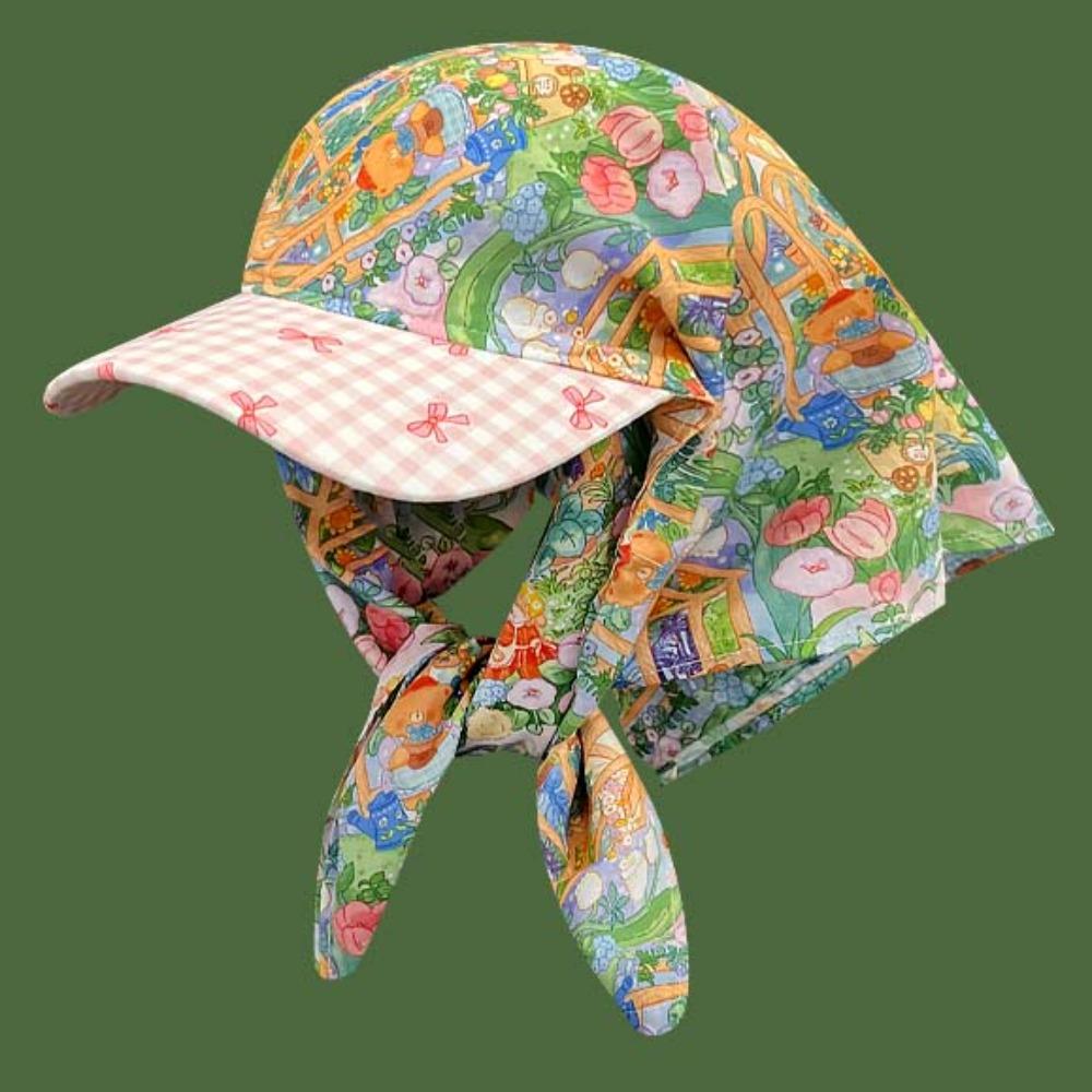 Floral Scarf Peaked Cap Rural Style Triangle Headscarf Hat Strappy Bandana Cap Camping