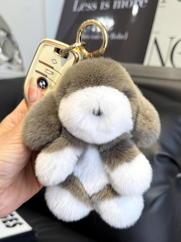 Real Natural Mink Fur Puppy Keychain Pendant Cute Dog Doll Toys Keyring Handbag Charm Ornament Pompom Plush Jewelry Gifts