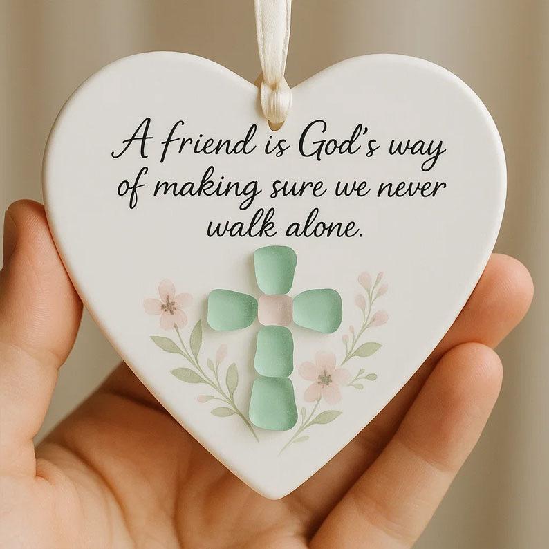 Cross-Border Friendship Sea Glass Heart Ornament