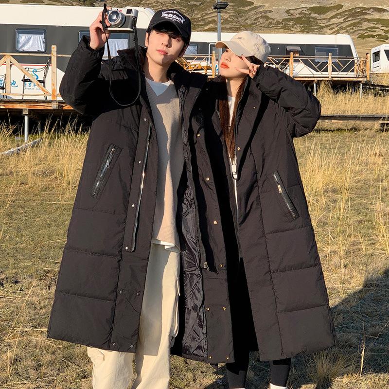 2025 long down cotton jacket for men and women, new over-the-knee cotton jacket for couples, thickened winter student padded jacket plus size