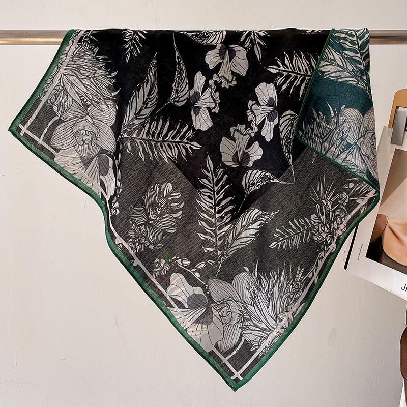 Fashion 70cm Cotton Square Scarf Women Floral Print Design Bandanas Lady Scarves Headband Accessories Handkerchief Hair