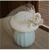 2025 New French White Vintage Mini Fascinator Hat Bridal Lace Net Wedding Veil Cap for Women