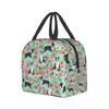 Bull Terrier With Flowers Lunch Box for Women Kids Multifunction Pet Dog Cooler Thermal Food Insulated Lunch Bag Office Work
