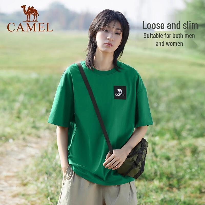 CAMEL Unisex Loose-Fit Quick-Dry Crew Neck Short Sleeve T-Shirt M