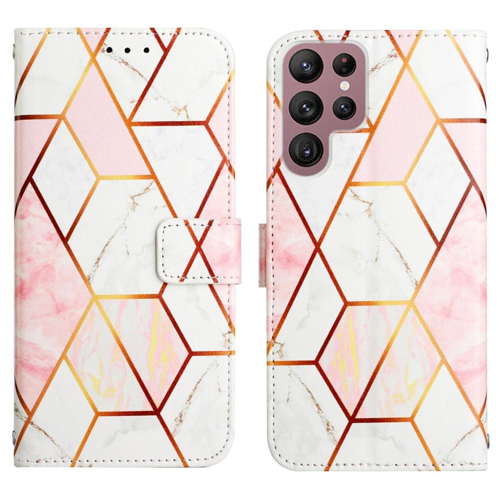 Suitable For S23Ultra Phone Leather Case New Marble S22PLUS Flip Cover Bracket Protective Case