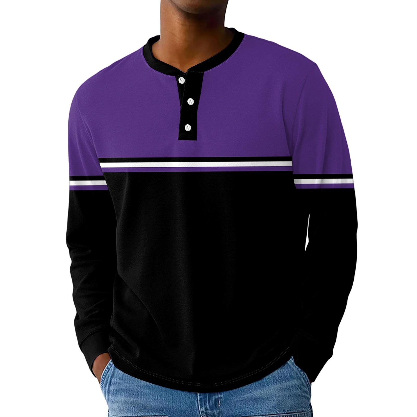 

Мужская свободная повседневная толстовка с длинными рукавами, лацканами и застежкой-молнией XL фиолетовый
