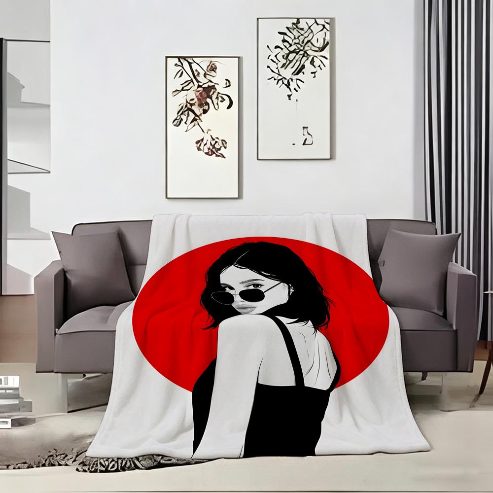 Artistic Pattern G-Girl in sunglasses Throw Soft Warm Throw Blanket for Bedroom Living Room Bed Travel Camping Picnic Gift