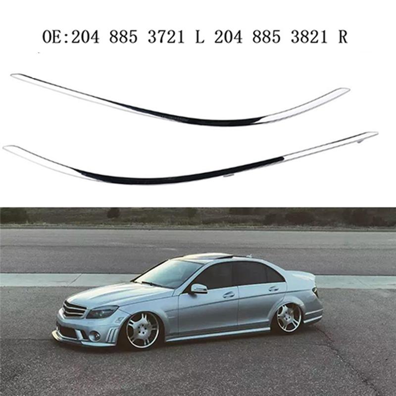 2PCS Parts Accessories For Mercedes Benz C Class W204 C200 Front Bumper Trim Strip Left 2048853721 Right 2048853821