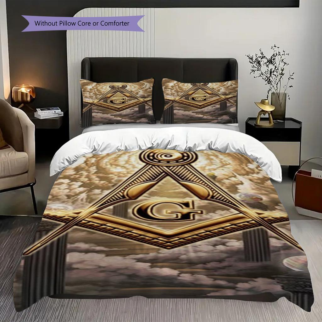 Freedom Faith Unity Bedding (1 * Duvet Cover + 2 * Pillowcase, Without Core) 2D Flat Duvet Cover and Pillowcase Soft and Comfortable Bedding Set