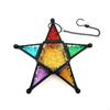 62KD Wind Resistant Tealight Lanterns Holder Colored Glass Panel and Iron Frame Moroccans Lamp Stand for Patios Garden Decors