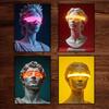 Poster cu Imprimeuri Statuie Apollo Neon Graffiti Colorat Artă Zeu Grec Decor Perete Roman Modern Mitologie Pânză Cameră de Sufragerie