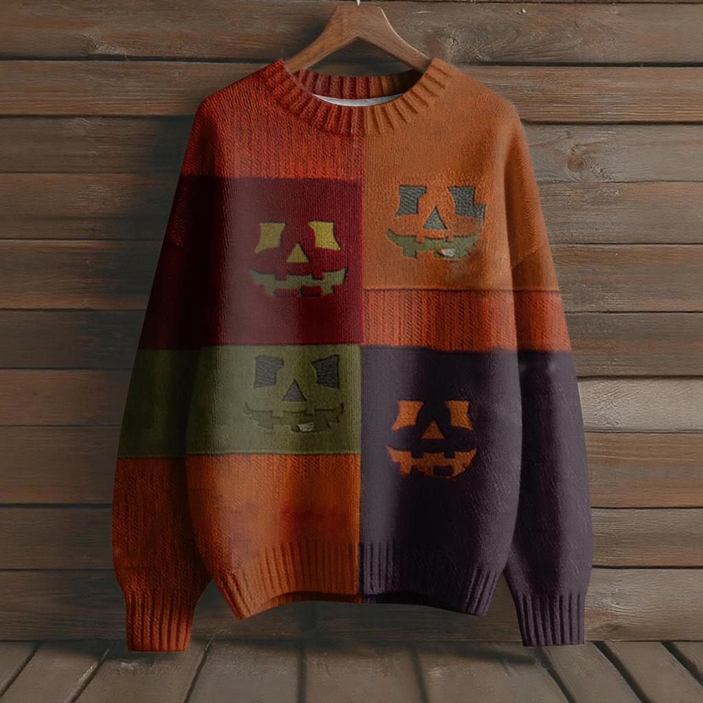 Gensere med lange ermer for kvinner O-hals Casual Søt trykk Strikket Oversized genser