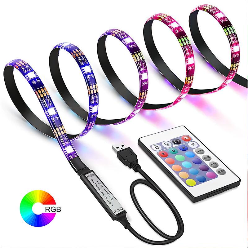 Cross-Border 5V 5050 RGB LED Strip Light Kit, Seven-Color USB Bluetooth TV Backdrop & Ambient Decoration