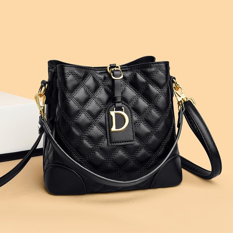 Metal buckle bucket bag women s shoulder bag