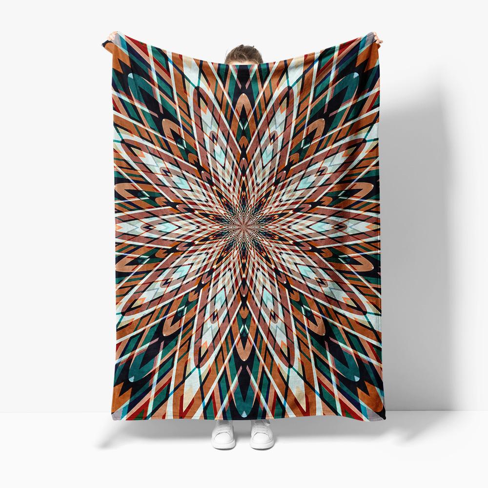

Iridescent Abstract Geometric Pattern Acrylic Velvet Throw Blanket Sofa Bed Decorative Home Decor Gift W60H190(CM)-1 Pcs