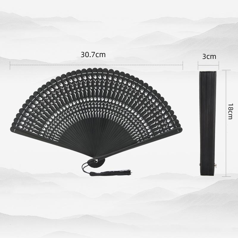 Folding Fan Antique Style Mini Chinese Style Full Bamboo Fan Summer Hanfu Classical Dance Cheongsam Men And Women Gifts Group Fan Black