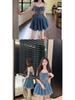 Stylish Plus-Size Strapless Denim Dress: Age-Reducing, Waist-Cinching Suspender Short Skirt for Summer