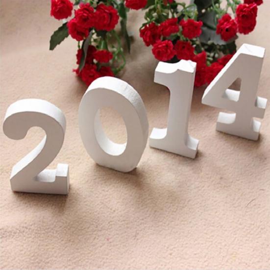 0–9 weiße Holzzahlen für Hochzeit, Party, Dekoration, Hotel, Heimdekoration, Foto-Requisiten