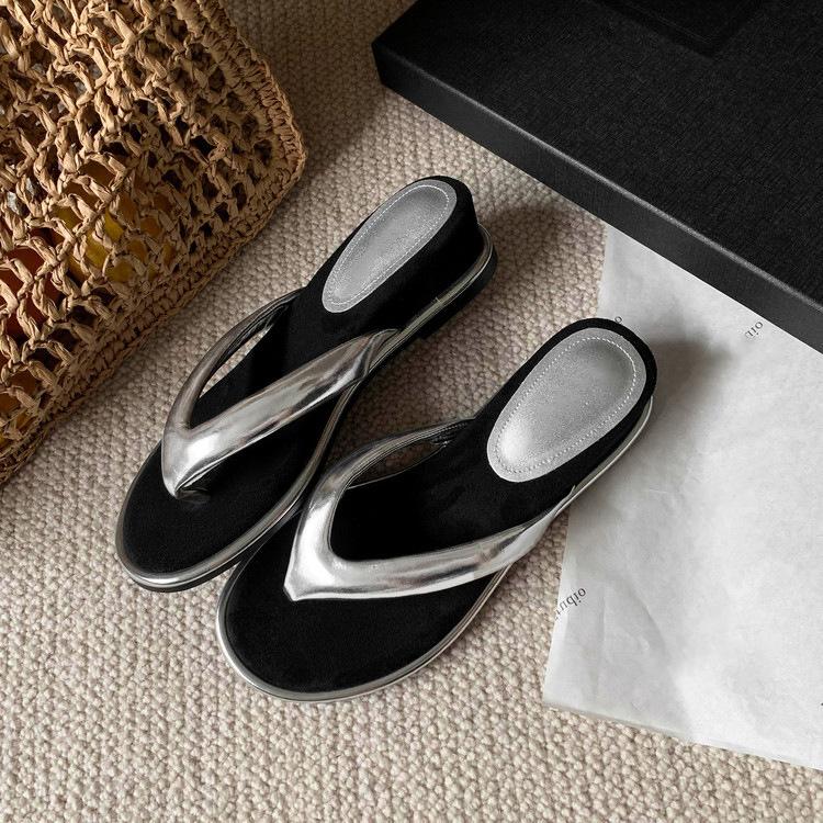 Schaffell~ innere Höhenerhöhung 4cm Zehentrenner Damenschuhe Sommer Oberbekleidung Strandslipper Damen Dicksohliger Keilabsatz Zehen coole Slipper