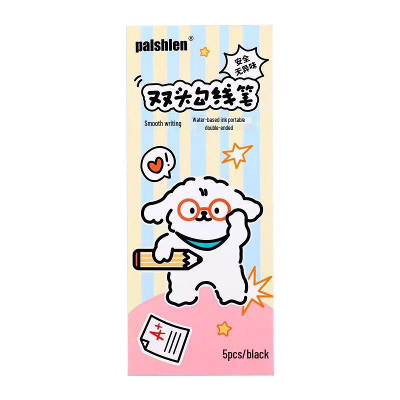 Double-Ended Black Liner Pen for Children s Art and Drawing