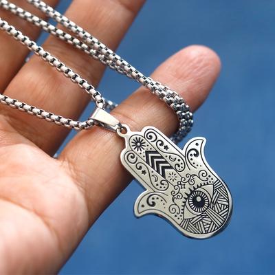 Pánsky náhrdelník Hamsa Hand Pendant Evil Eye Fatima Vintage náhrdelník Good Luck Jewelry