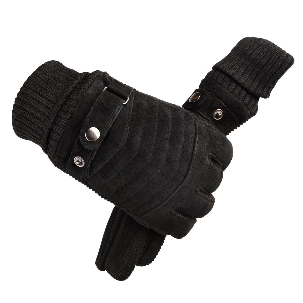 Winter Thermal Gloves Leather Gloves Windproof Motorcycle Electric Vehicle Gloves Winter Outdoor Cold Pigskin Gloves