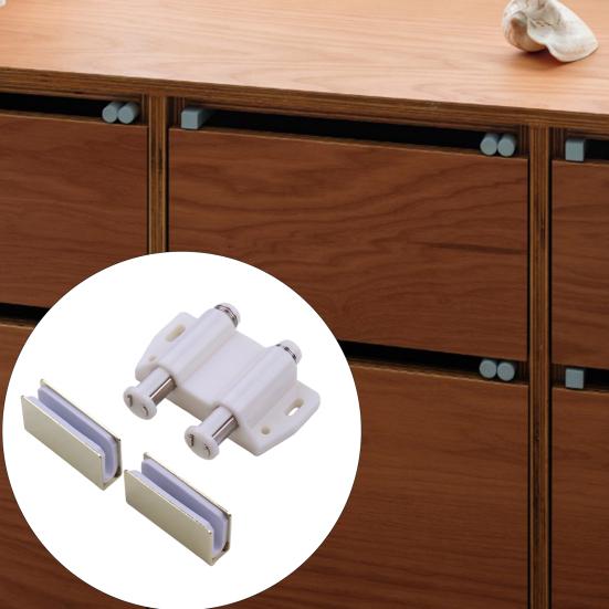 1/2/3 Sets Magnetic Glass Door Catch Latch Closure Adhesive Mounting Push Open Single Glass Door Catch with Cabinet Clamp Fit for 3-6mm Glass