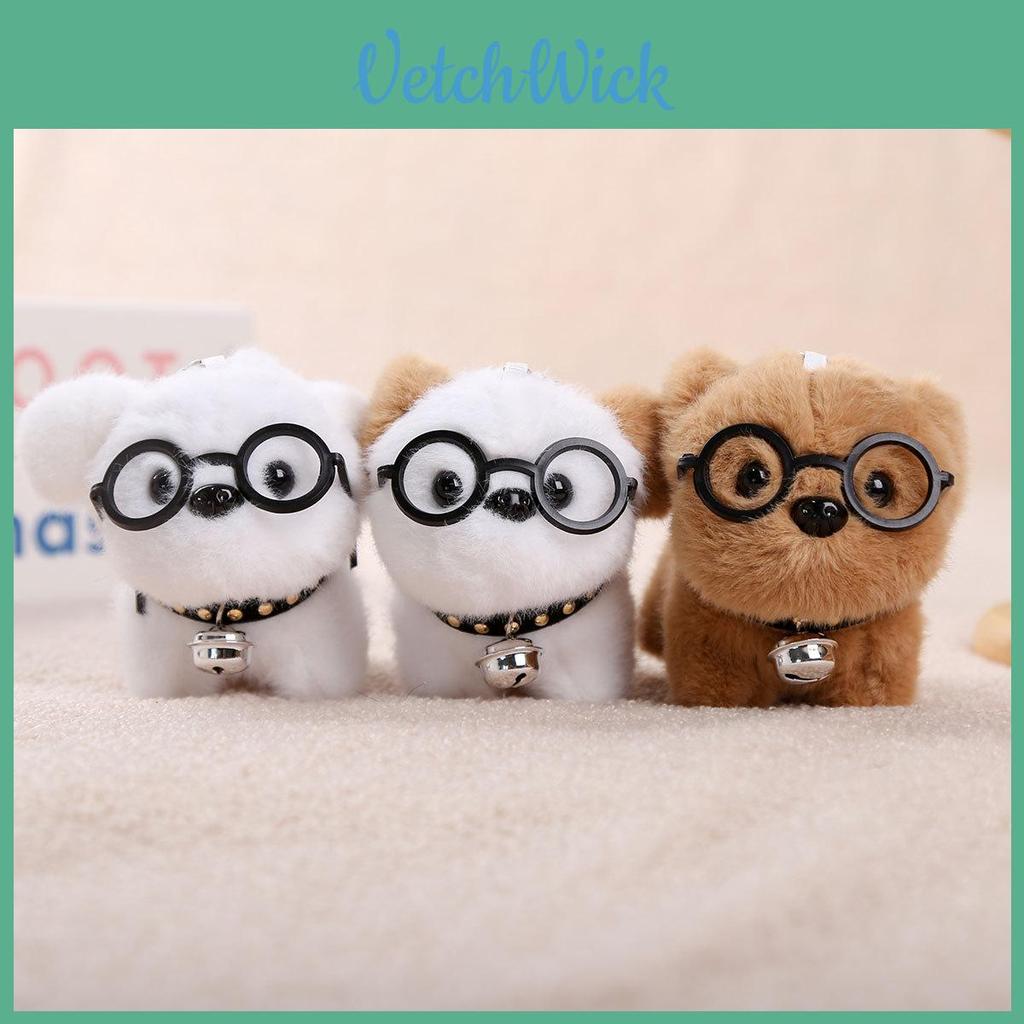 Cute Animal Plush Dog Hang Tag With Short Pile Fabric For Bags